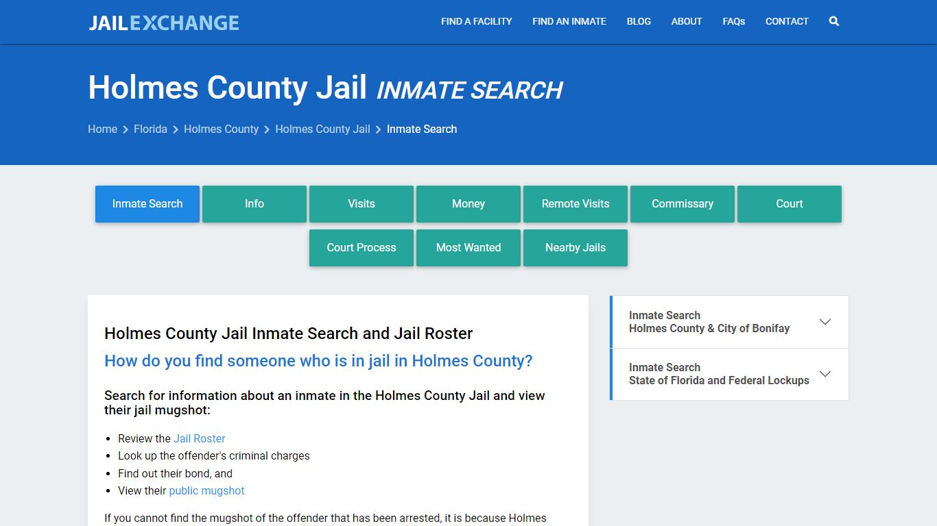 Inmate Search: Roster & Mugshots - Holmes County Jail, FL - Jail Exchange